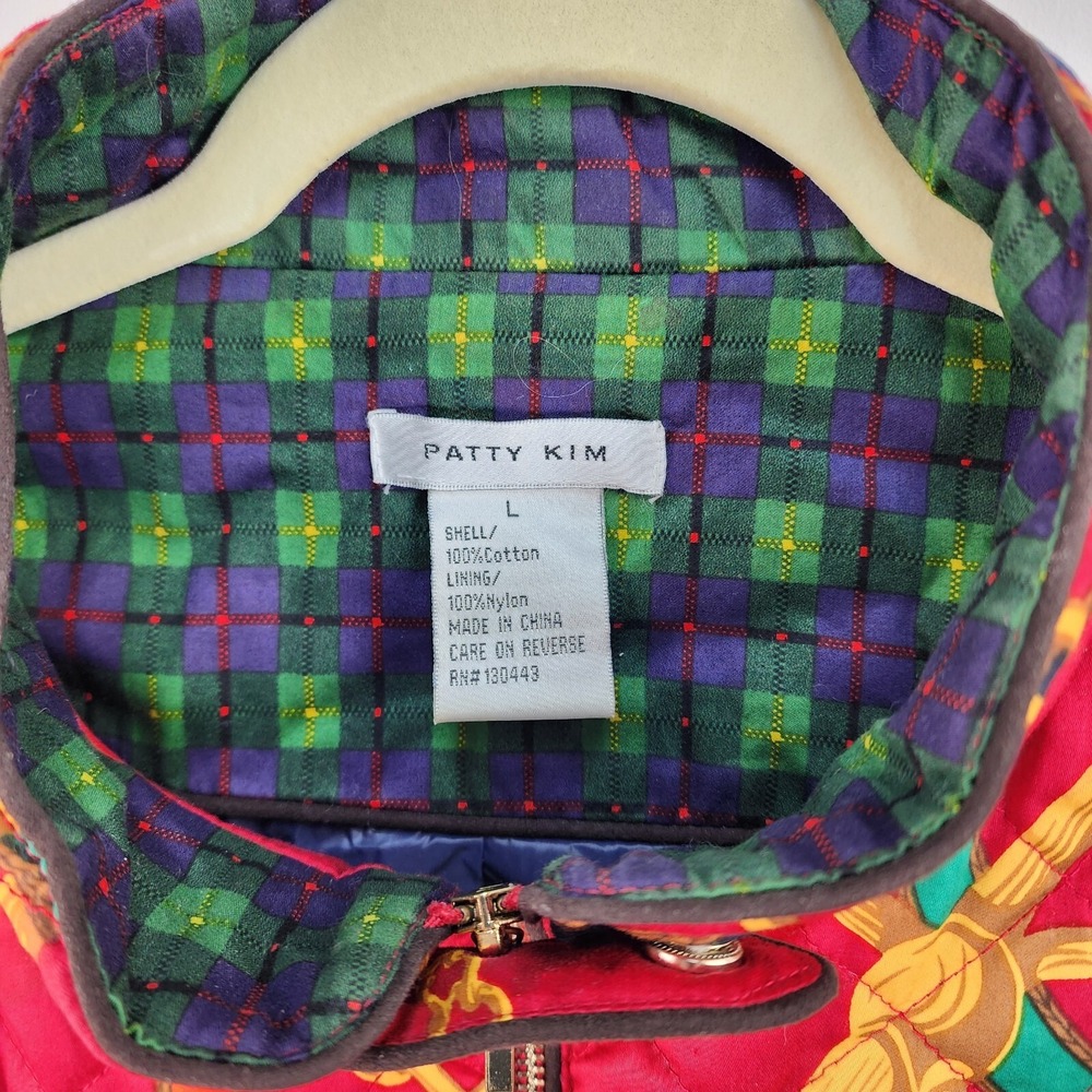 Patty Kim Vest Womens L Quilted Red Equestian - Picture 3 of 10